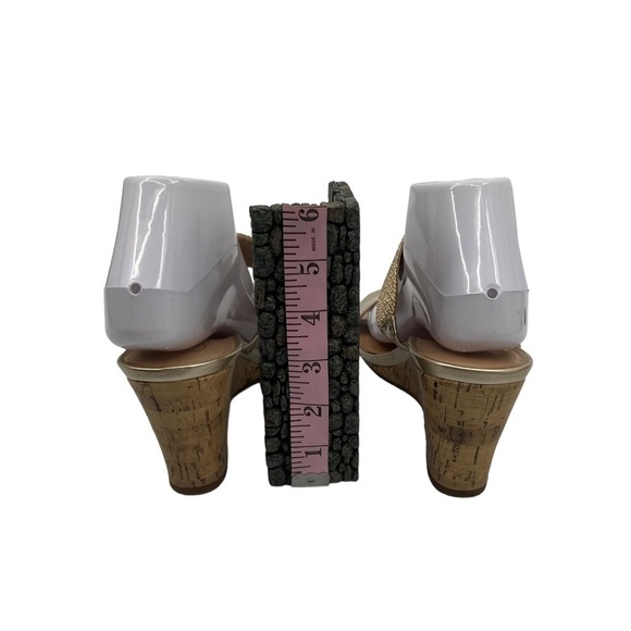 Mootsies Tootsies Mosadira Open Toe Gold Cork Wedge Heeled Sandal Size 9 Women’s - Picture 9 of 10